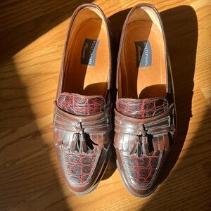 Bostonian Dark Brown Croc-Embossed Tassel Loafers